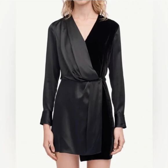 Rag & Bone Victor V-Neck Wrap Silk Short Dress black womens ize SMALL - Picture 1 of 8